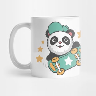 Cute Panda Cartoon Playing Skateboard Mug